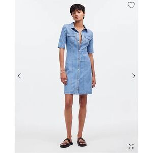 $118 Madewell Denim Seamed Mini Shirtdress in Palermo Wash size 00 m2